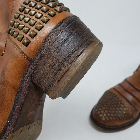 Steven By Steve Madden tan leather boots with brass rivets size 36 - Picture 10 of 13
